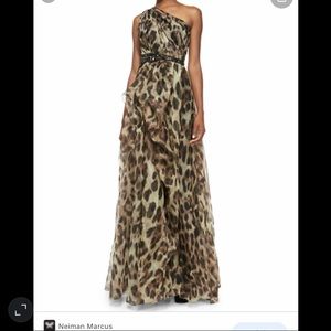 Badgley Mischka Gorgeous One-Shoulder Leopard Print Gown